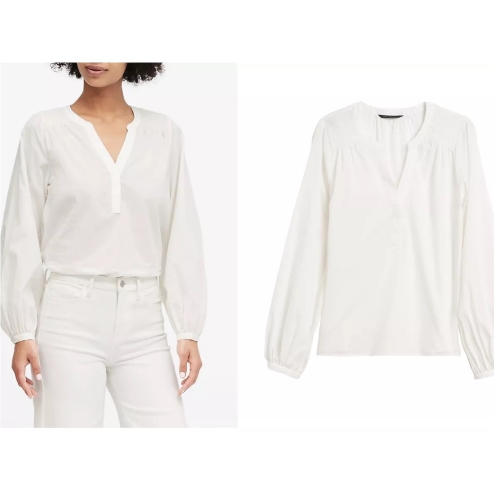 NWT Banana Republic Women's Cotton Balloon-Sleeve Top Shirt white Size M